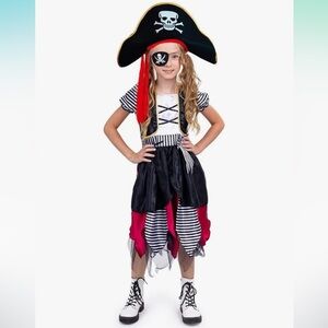 NWT Kids Pirate Costume - Black, Red, and White  size 4-6